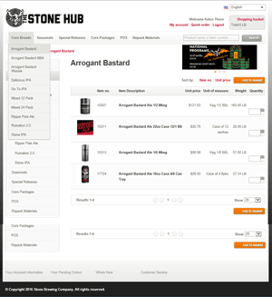 Orders Stonebrewing (B2B)